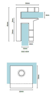 8mm glass brace bracket SMALL - SQUARE EDGE for frameless glass shower screen header bars - Brushed Brass / Satin Gold